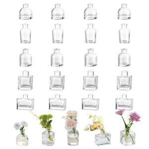 중앙 장식용 유리심 미니 버드 꽃병: 투명 작은 꽃병 세트 꽃용 귀여운 유리 20개 현대식 웨딩 테이블