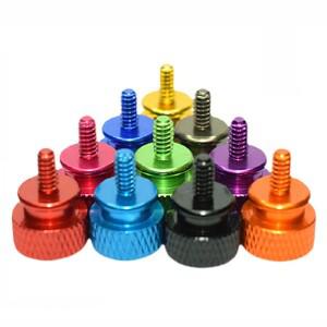 10pcs M3M4 긴 6mm8mm 다채로운 알루미늄 단계 엄지 나사 PC 케이스 측면 패널 널링 손 양극 처리 된 10 색