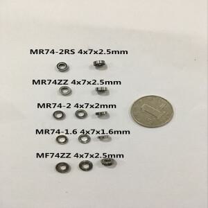 10피스 미니 소형 베어링 MR74ZZ MR74-2RS L-740ZZ 674ZZ 4x7x2.5mm 모델 볼 플랜지 오픈