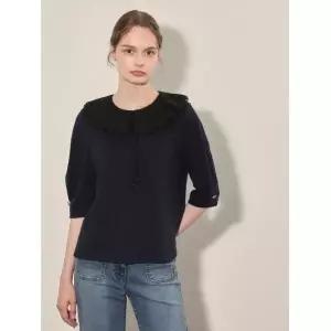 OliviaLauren 24가을 올리비아로렌 러플 칼라 7부 면 블라우스 티셔츠 VOCAL4F7351