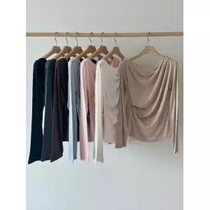 쉬즈나인 [기획]아페 드레이프 긴팔 티셔츠