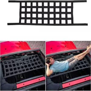 지프 랭글러 YJ TJ JK JL JLU JT 글래디에이터 액세서리용 메시 카고 네트 해먹 루프 탑 1987-2024 (블랙)