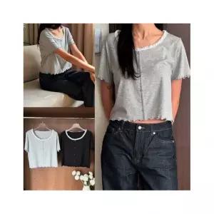 시드마켓 수수레이스크롭티셔츠 507U905S 빅사이즈 여성의류