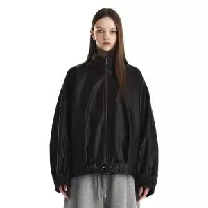 ㅇ매장정품ㅇ TREEMINGBIRD Belted Oversized Leather Blouson [ Black ] TM2613LE001MBB 102869