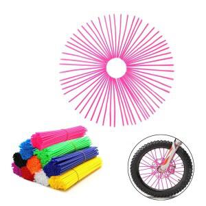 72Pcs 유니버설 스포크 스킨 커버 휠 랩 파이프 장식 보호기 오토바이 더트 바이크 야마하 혼다 BMW 스즈키 가와사키(핑크)