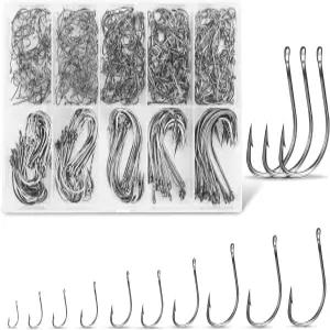 탄소강 낚시 갈고리 500개/90개 소금물 민물 얼음 낚시용 원형 메기 송어 농어용 멀티 사이즈
