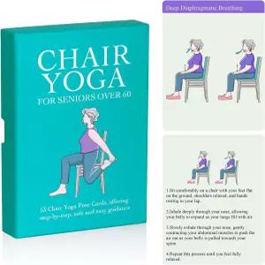 시니어용 오버사이즈 의자 요가 카드 - 53단계 단계별 포즈 노인용 대형 프린트 운동 할머니와 할아버지를