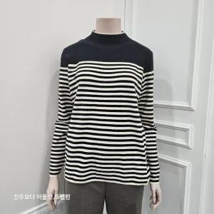 프렐린파크랜드 여성복 스칼럽 반목 스트라이프 니트 RWP254020