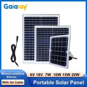 단결정 실리콘 태양 전지 패널 18V 7W 10W 15W 20W PV 모듈 야외 캠핑 3m 케이블이있는 휴대용