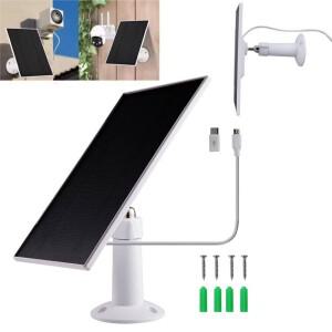 10W 6V 태양광 패널 충전기 360 ° 조정 가능 벽걸이형 전지 링 EUFY호환 Blink Arlo용 마이크로 USB+Type-