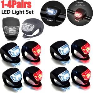 LED 실리콘 자전거 전방 후방 조명 세트 MTB 산악 도로 사이클링 헤드라이트 테일 경고등 3 가지 모드 방수