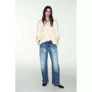 ZARA 레이스 니트 스웨터 - 크림