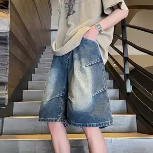 남자 팬츠 청 빈티지 캐주얼 청반바지 스타일 워싱 하이스트리트 와이드 일자 OP1