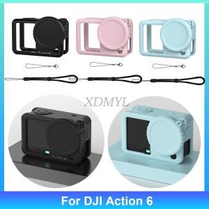 DJI호환 Osmo Action 6 용 실리콘 보호 커버 전체 케이스 스크래치 방지 렌즈 캡 분실 슬리브 카메라 액세