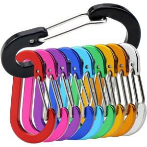 Mini Carabiner Clip Aluminum Lightweight D-Shape Spring for Keychain Climbing Fishing Hiking Outdoor