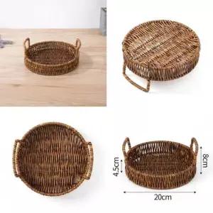 베스트 원형 라탄짜임 트레이 20cm 수납 정리함