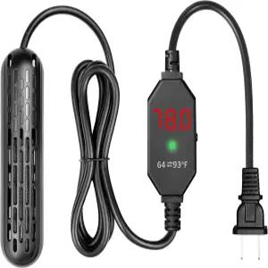 보호 커버가 있는 유키할루 소형 수족관 히터 25/50/100/150W 미니 어항 외부 컨트롤러 온도 조절 가능