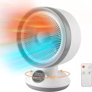 트렌드기어 2 in 1 히터 팬 콤보 조절 가능한 온도 조절기가 있는 1500W 휴대용 공간 진동 과열 및 팁 오버