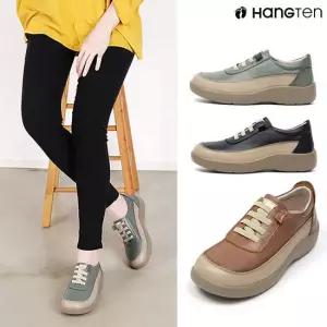 행텐 여성 가죽 배색 캐주얼화 굽높은 편한 단화 슬립온 HT-1077