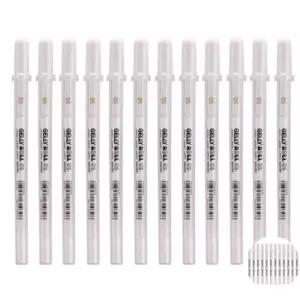 [문구/오피스] 사무용필기구 노트필기 디자인펜 문구세트중성펜 겔리롤 화이트 젤펜 0.5mm 12개입
