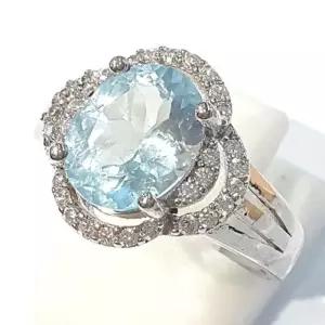 [블루케이] A급 블루토파즈 원석 반지 210908-20n