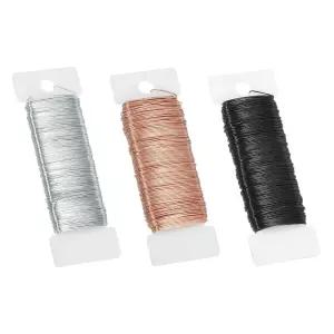 파티킬 24 게이지 플로럴 플렉시블 패들 골드실버블랙 화환 플로리스트 와이어 3롤 115야드345피트 로즈