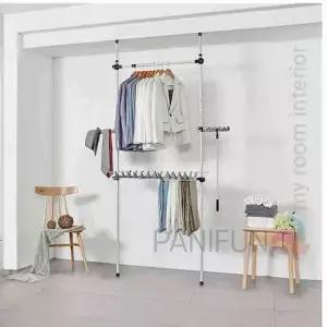 2단 바지걸이 시스템행거 조립식행거 벽행거 행거옷장 의류행거