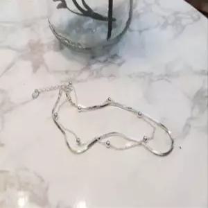 S5131 여성 실버 사각 뱀줄 볼 포인트 심플 발찌 데일리 은발찌 실버 925