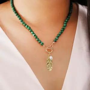 [알티피아]TBZ 포인트 공작석 원석 걸쇠 말라카이트 목걸이 담수진주