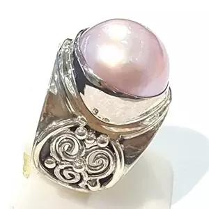 [셀러허브 패션][블루케이] A급엔틱 핑크마베진주 원석반지210815-05n