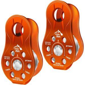 니키 고정판 마이크로 풀리, 28K CE 인증 범용 소형 알루미늄 로프 풀리 슬랙 텐더, 운반/리깅/클라이밍/알로프트 워크/랩링 등 (2팩(28K 오렌지)