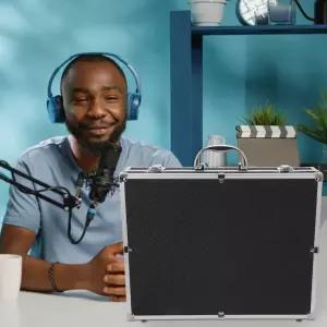 마이크솜 커버 스펀지 스폰지 마이크 보관 케이스 장비 가방 4개 사운드 카드 스튜디오용 악기 상자