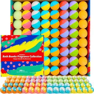 64팩 내추럴 배스밤 벌크 세트 u2013 8가지 향, 성분, 오래 지속되는 거품, 여성 및 남성을 위한 편안한 선물, 셀프 케어, 생일, 크리스마스 스타킹 스터퍼