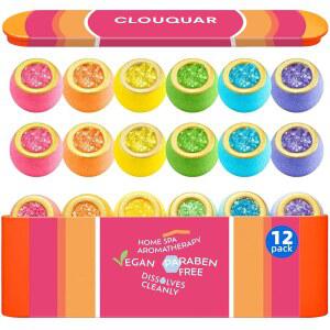 크리스탈 배스 밤 선물 세트 u2013 12팩 6가지 천연 향, 영양 목욕 소금이 함유된 샤워 폭탄, 스트레스 해소 버블 스파, 여성, 엄마, 아내, 딸을 위한 셀프 케어