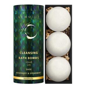 세이지 배스 폭탄 스피릿 에너지 클리어링 보호, 연기 없는 번짐 로즈마리와 스피어민트 릴랙스 스트레스 해소 스파 선물