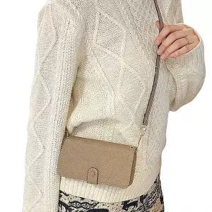 [콩심팥심]가죽 핸들형 카드수납 지퍼 크로스 장지갑 가죽크로스지갑