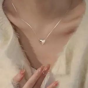 여성 심플한 은은유광 하트 펜던트 포인트 패션목걸이 WFG1LY0