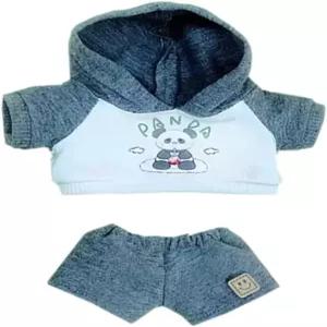 니안니하우스 20cm 플러시 인형 옷 폭스 팬더 강아지 후드티 팬츠 8인치 액세서리(그레이)