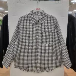 HC22 체크 루즈핏 셔츠 여아 여름용 블랙 스판 체크 롱셔츠 26M5381