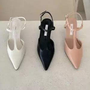 [라일리] Rly 슬림라인 T 스틸레토 슬링백 미들힐 오피스 여성