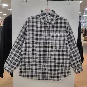 HC22 유니 오버핏 체크 셔츠 남여공용 여름용 네이비 박스핏 면 셔츠 26M5331