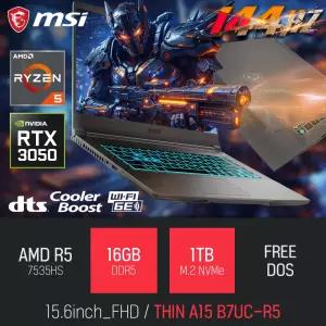ⓒ MSI 씬 A15 B7UC-R5 16GB 1TB / 사무용 영상편집 고성능 게이밍 포토샵 캐드 노트북