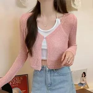 [라일리여성의류] Rly 여성 니트 가디건 시스루 볼레로형 여름 아우터