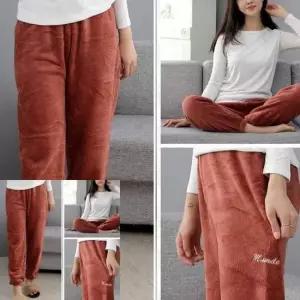 [라일리여성언더웨어] Rly 여성용 겨울 극세사 잠옷 수면바지 버건디 커플