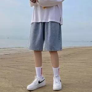 [라일리의류] Rly 남성 데님 하프팬츠 루즈핏 청반바지 워싱 하의