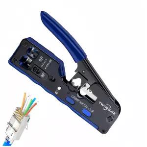 RJ45 크림프 도구 통과 CAT7 CAT6A CAT6CAT5E CAT5용 올인원 모듈형 이더넷 크림퍼 크림핑 키트 네트워크
