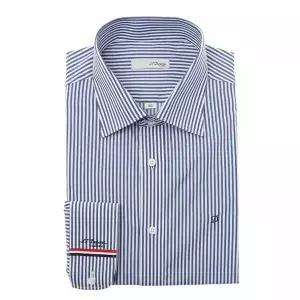 듀퐁셔츠 SE6SM12LS908SNY 네이비 구김적은 스트라이프 스트레치 소매 삼선포인트 긴팔 일반핏 스판 셔츠