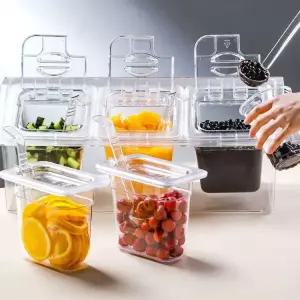 프리미엄 반찬통 셀프바 양념통 식재료 보관통 피클 식당 재료 뚜껑 바트 업소용 소형