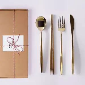 선물포장 몽블랑 골드 캐롤 디너 커트러리 4인16p