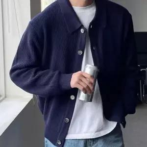 남성 캐주얼 니트 하찌 패턴 카라넥 베이직 가디건 루즈핏 꽈베기니트 라운드 여성 여성봄